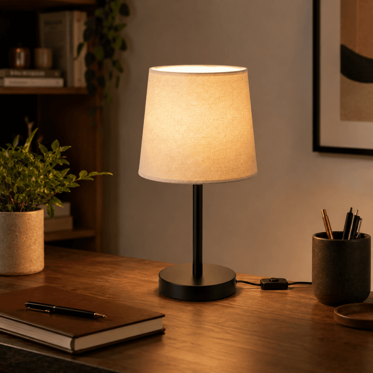 Linen Shade USB Bedside Lamp