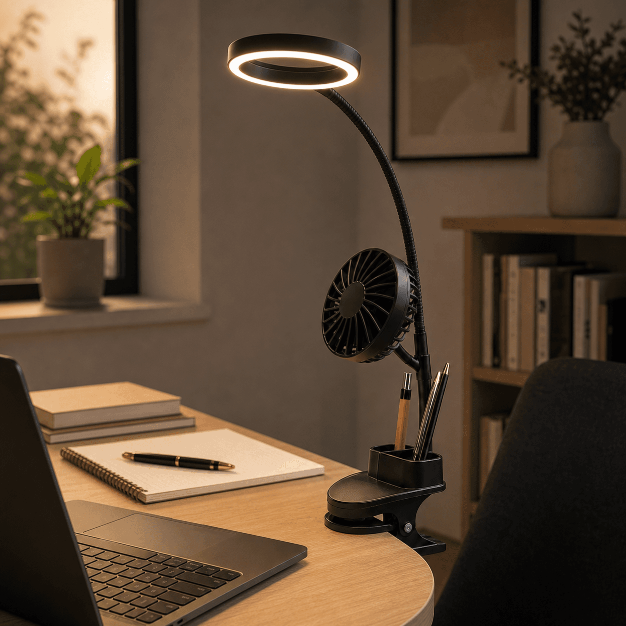 Clip-On Desk Lamp with Fan