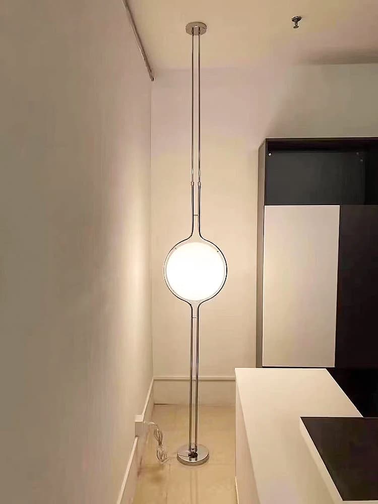 Chrome Standing Floor Lamp, Acrylic Ball in Multiple Heights