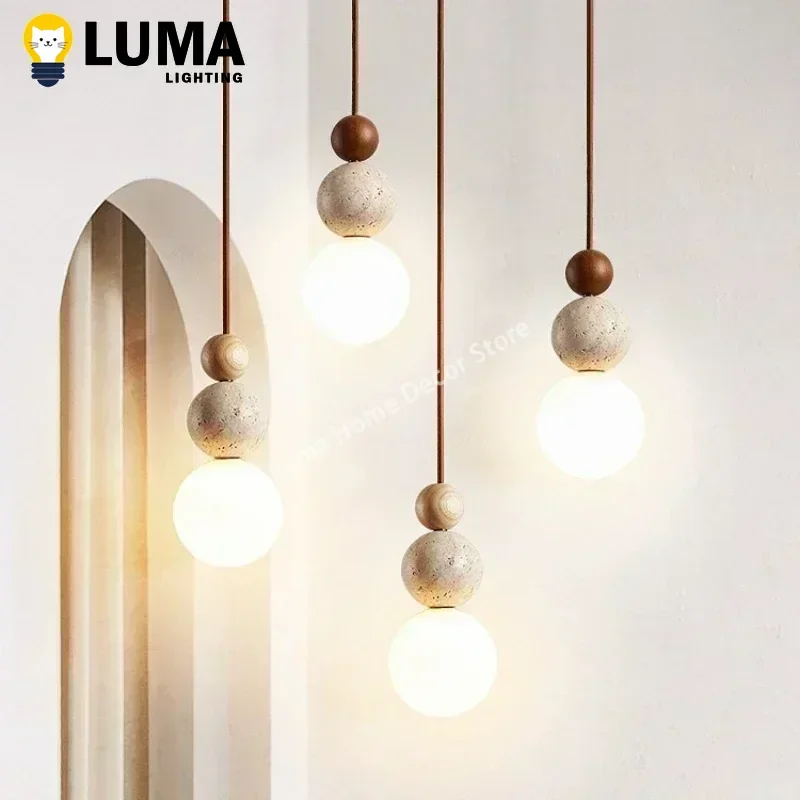 Travertine Pendant Light, Natural Stone for Kitchen Islands