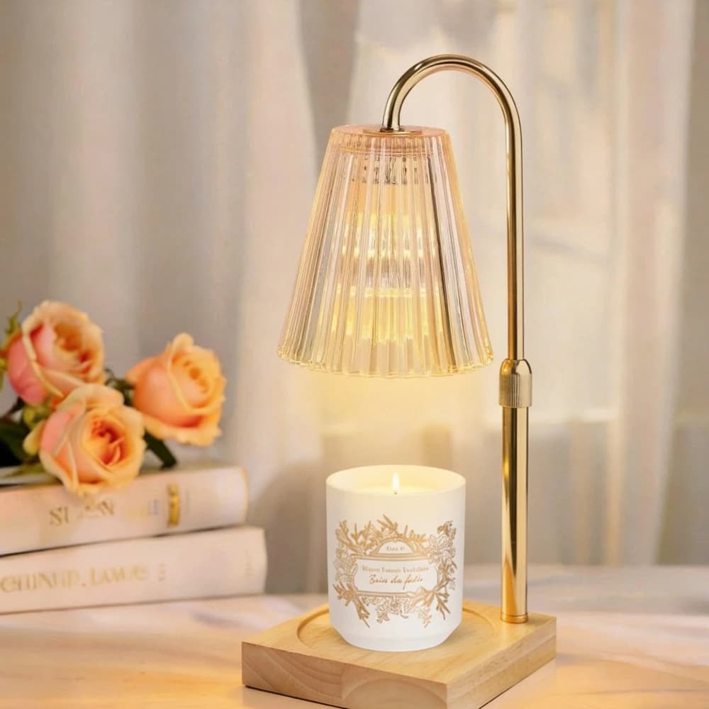 Candle Warmer Lamp with Wooden Tray – Adjustable Dimmable Light