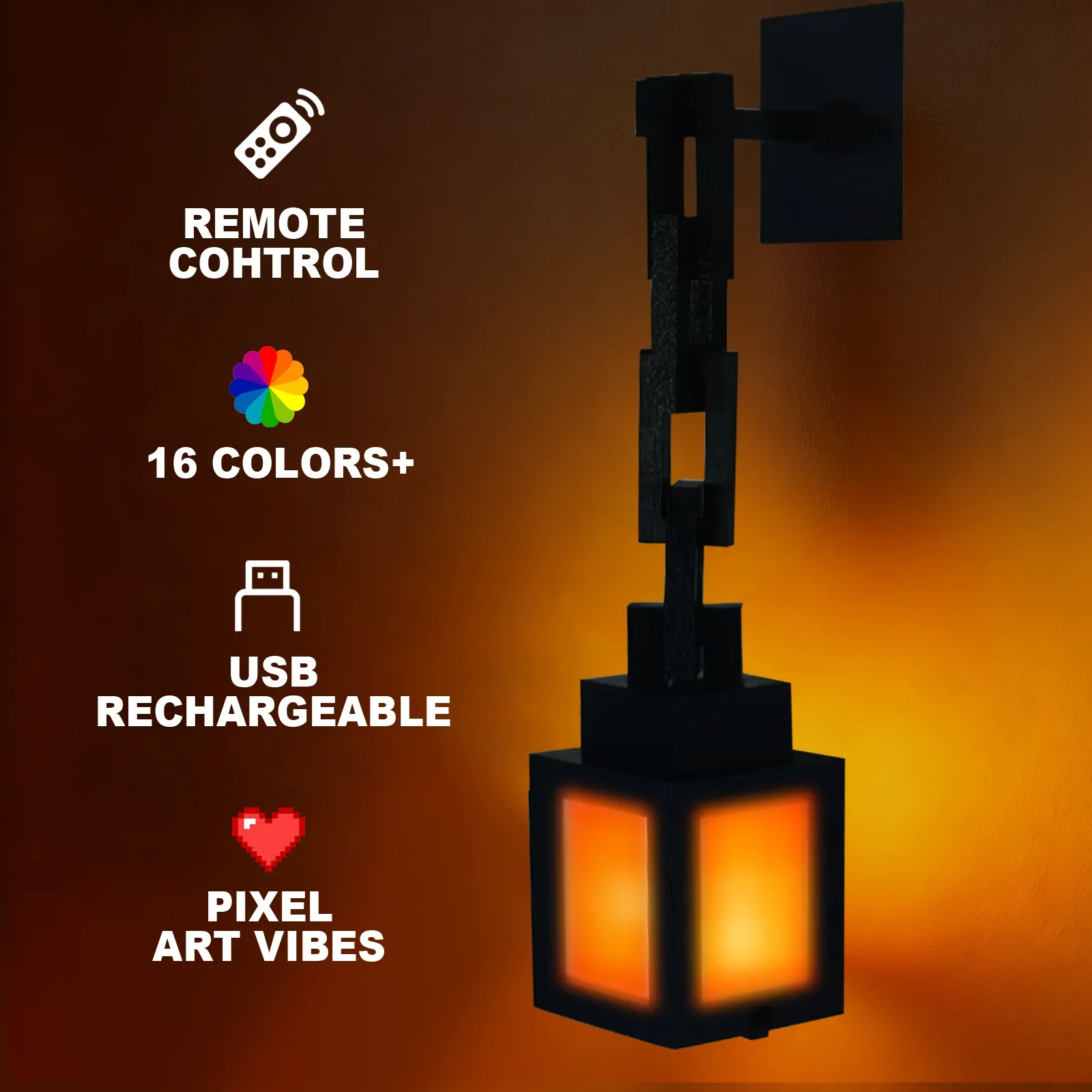 Pixel Style Night Light – Rechargeable RGB Table Lamp