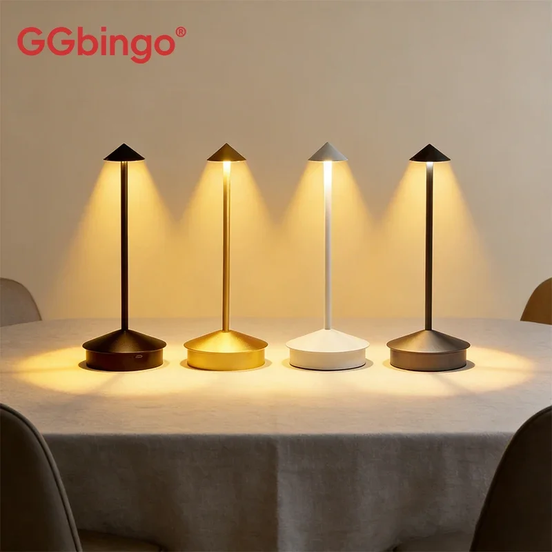 Rechargeable Touch Table Lamp – 3-Color Dimmable Restaurant Light