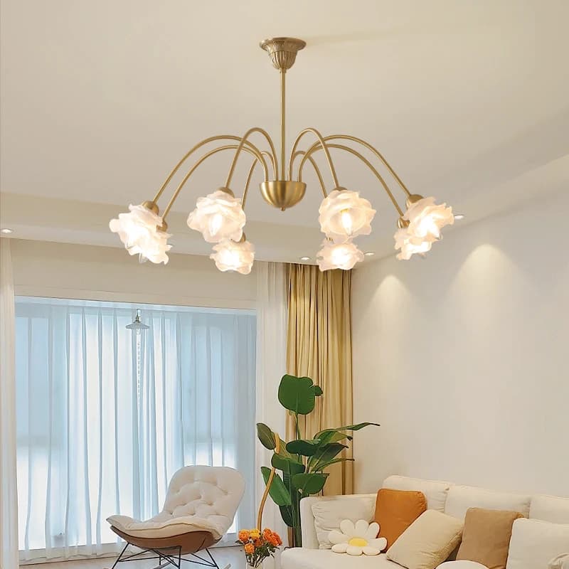 French Retro Copper Rose Chandelier – Luxury Pendant Light