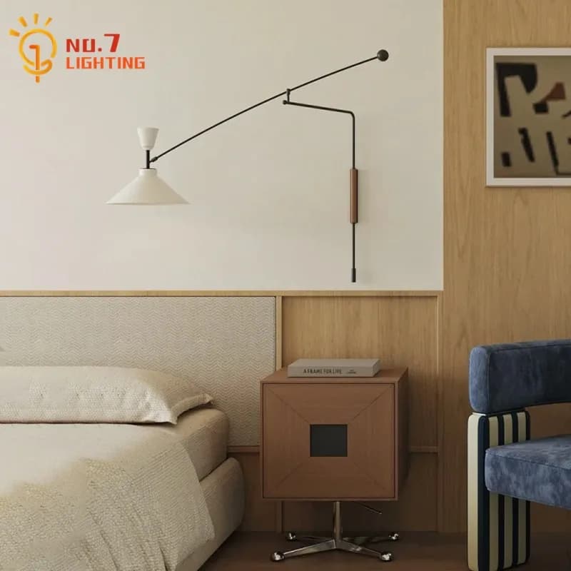Long-Arm Swing-Arm Wall Lamp – Adjustable LED Bedside Light