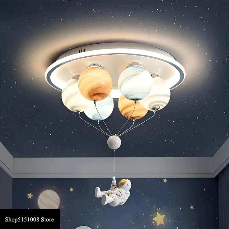 Nordic LED Chandelier – Astronaut Planet Kids Bedroom Ceiling Lamp