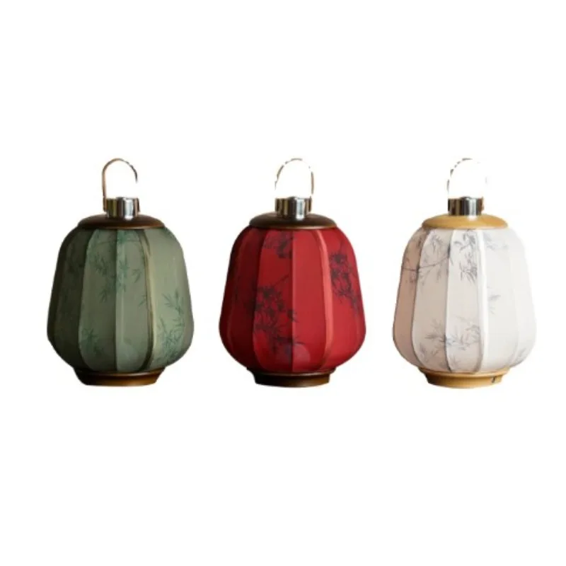 Lantern Retro Fabric Portable Desk Lamp