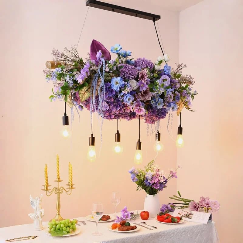 Purple Floral LED Chandelier