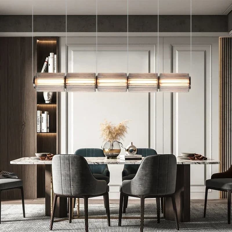 Nordic Glass Gray LED Pendant Light for Dining Room