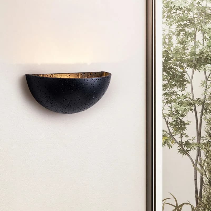 Black Cave Stone Wall Sconce – Antique Style Bedside & Staircase Light