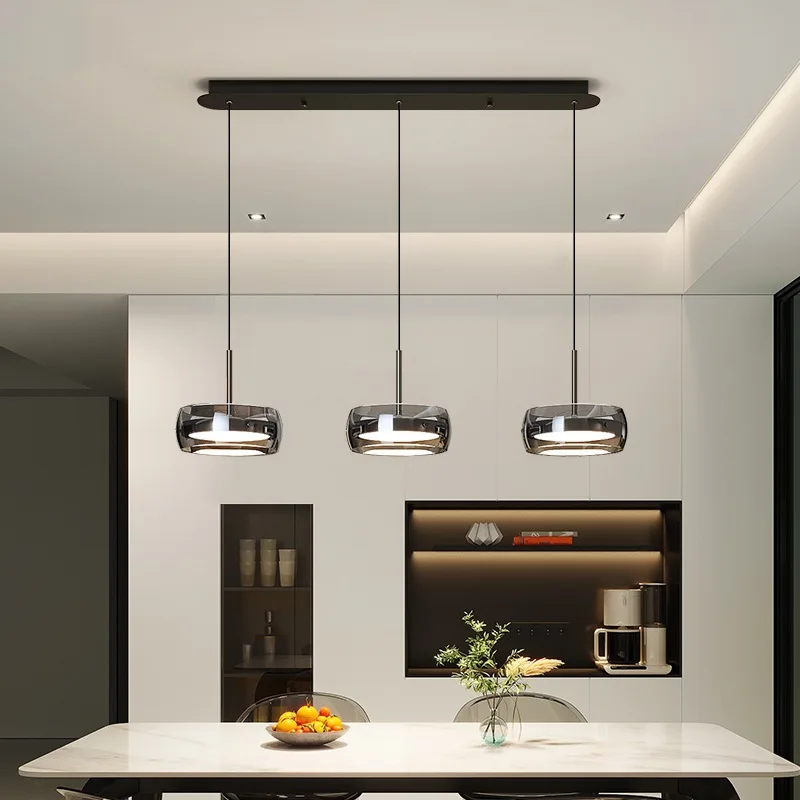 Glass Restaurant Pendant Light – Minimalist Three-Head Dining Room Lamp