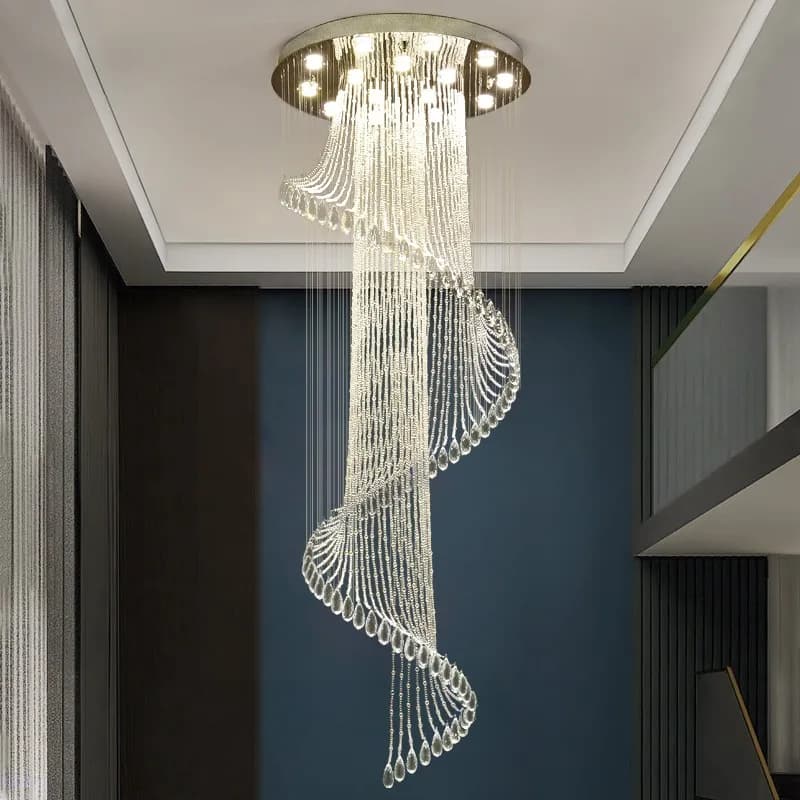 Spiral K9 Crystal Chandelier – Staircase & Hotel Villa Pendant Light