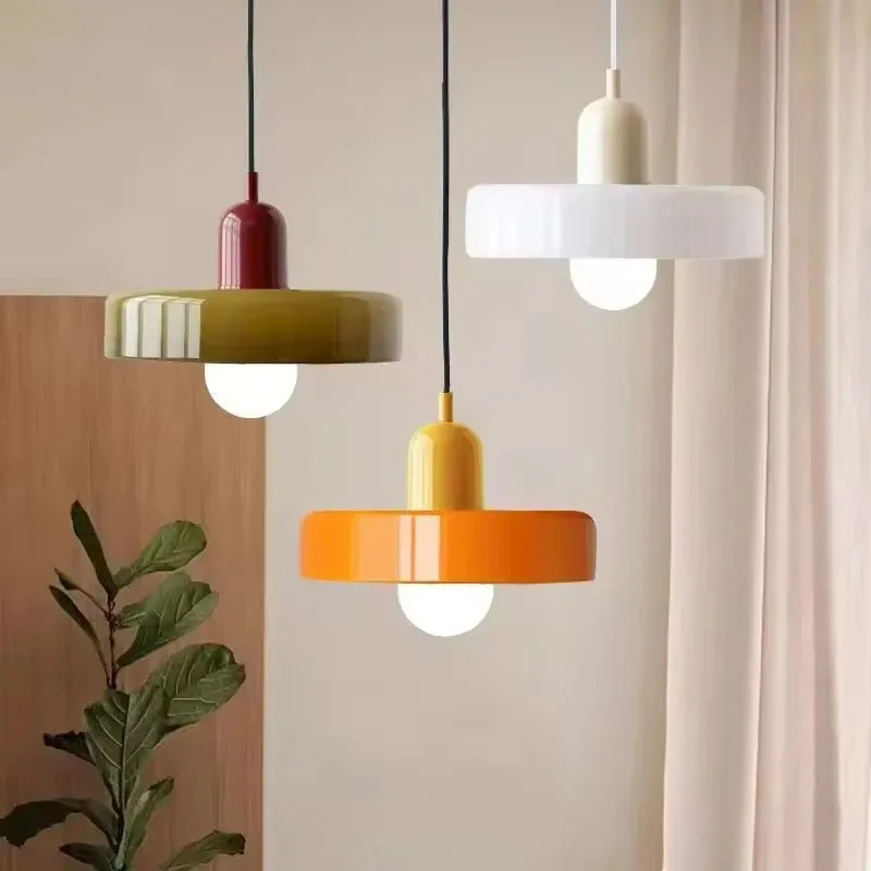 Retro Orange Glass Pendant Chandelier – E27 Dining Room & Café Lamp