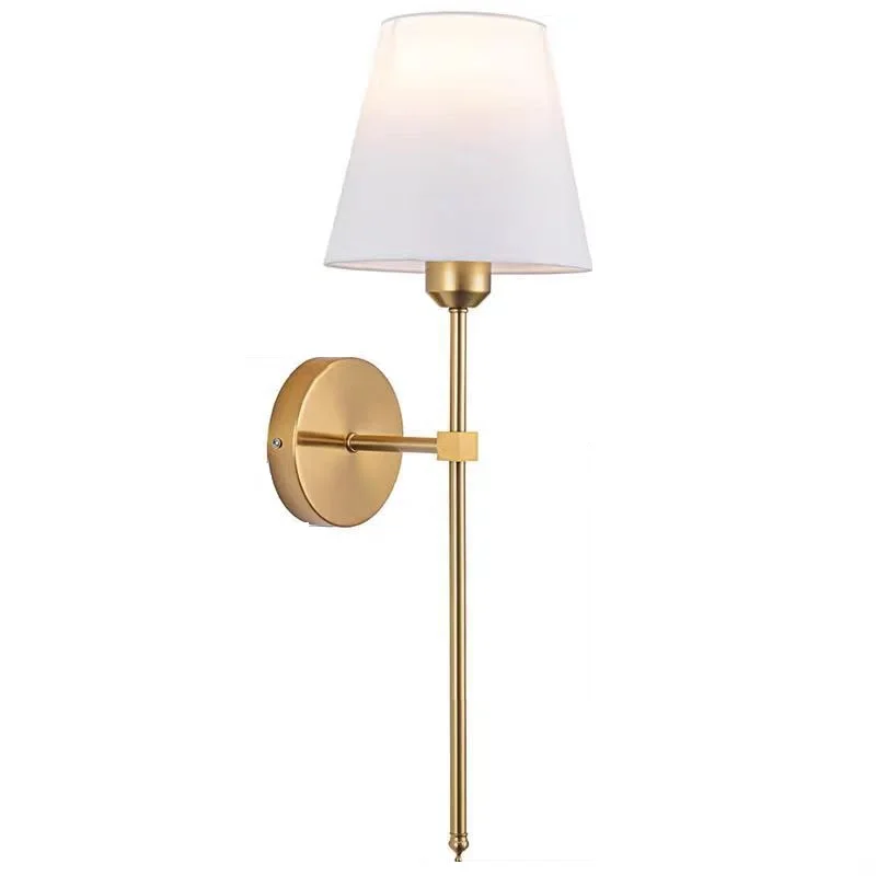 American Industrial Wall Sconce – Fabric Shade Bedroom & Bathroom Light