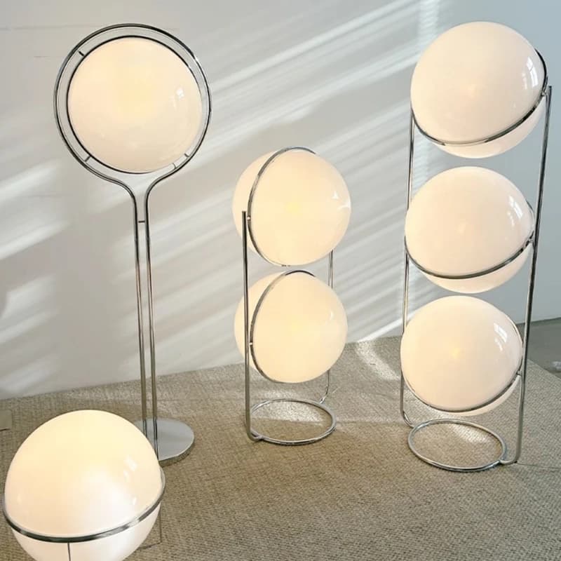 Italy Design Chrome Metal LED Floor Lamps Creative White Acrylic Ball Standing Light Living Room Bedroom Home Lighting Fixtures